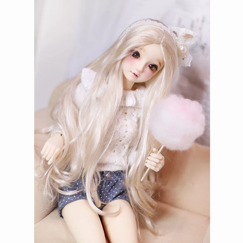 Bybrana 1/3 1/4 1/6 гигантские куклы BJD кукла парик Lmitation мохеровые мягкие золотые длинные