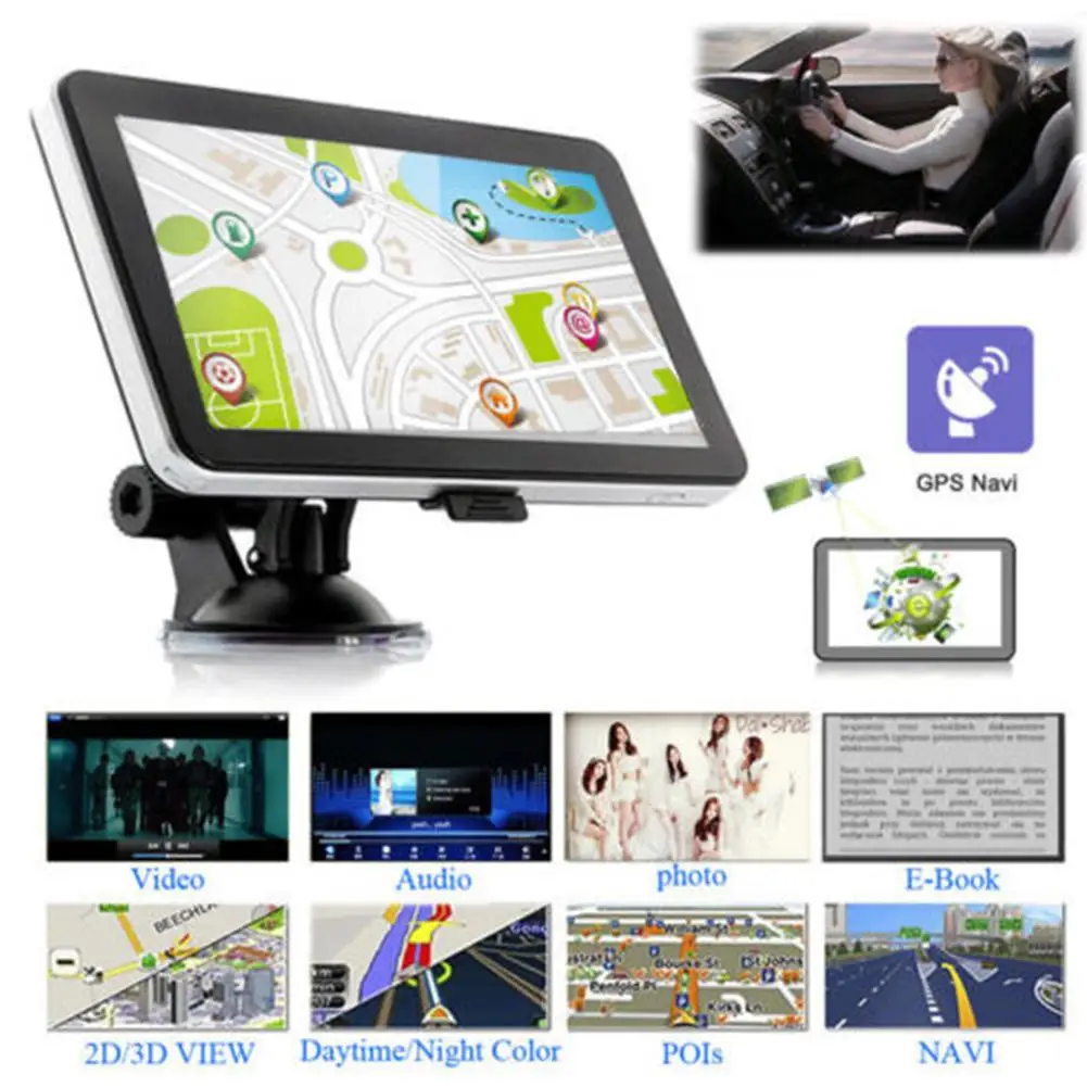 7 дюймов 256+ 8 Гб портативный HD сенсорный экран автомобильный gps навигатор североамериканские карты Европы спутниковая навигация автомобильный компас