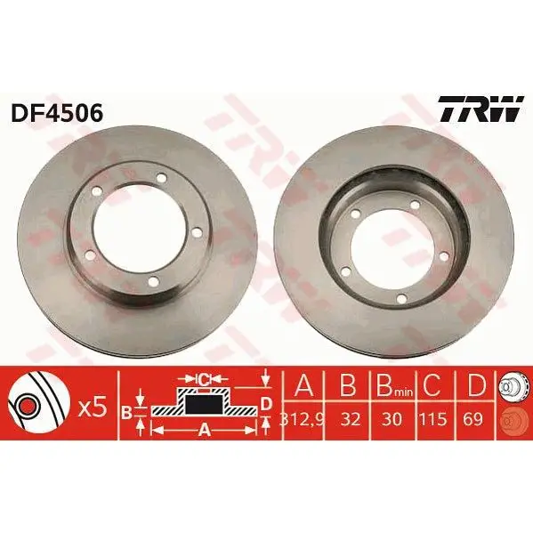 Диск тормозной TOYOTA LAND CRUISER J100 4.2D/4.7 98-07 передний