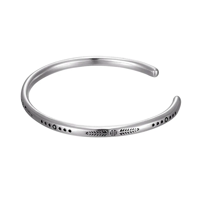 Vintage Silver Color Fish Pattern Open Bracelet Bangle Hand Beat Irregular Bracelet For Women Men Jewelry