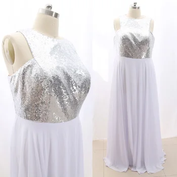 

MACloth White Short O Neck Floor-Length Long Beading Tulle Prom Dresses Dress 20W(20W) 267354 Clearance