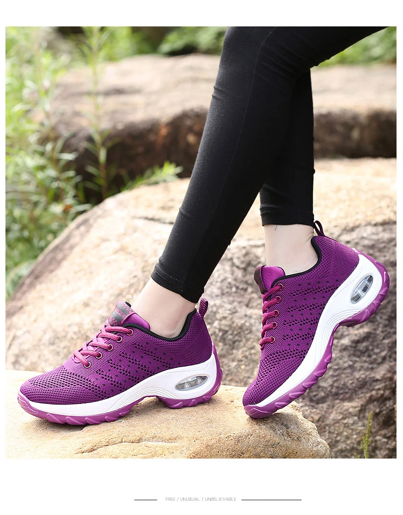 Walking Shoes 2021 New Women Breathable Casual Shoes Outdoor Light Weight Frenulum Casual Walking Platform Ladies Sneakers Black