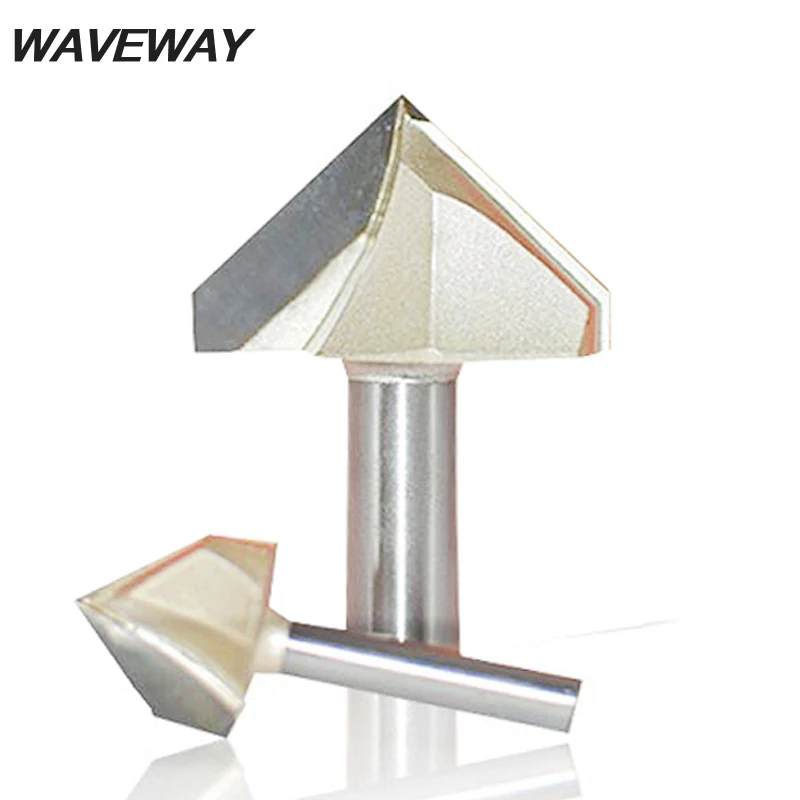 

WAVEWAY 1/4" 6.35mm Shank 90 Degree Engraving V Groove Bit Tungsten Steel CNC Router Engraving Wood Working Tool Milling Cutter