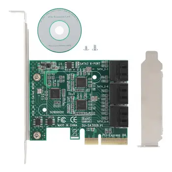 

PCI-E to 6-port SATA3.0 Expansion Adapter Riser Card with Enlarged Cooling Fin for Windows