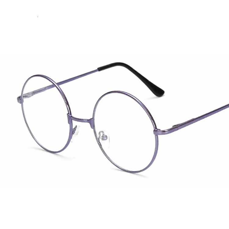 Модные синие прозрачные очки, оправа для женщин и мужчин, винтажные круглые очки для женщин и мужчин, пластиковые прозрачные оптические оправы для очков - Цвет оправы: Фиолетовый