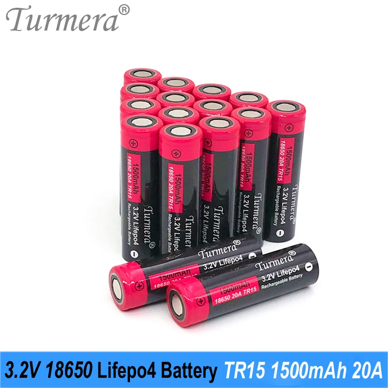 

Turmera TR15 1500mAh 20A 3.2V 18650 Lifepo4 Battery 2000+ Cycles for 12V 36V 48V Solar Panel and Uninterrupted Power Supply Use