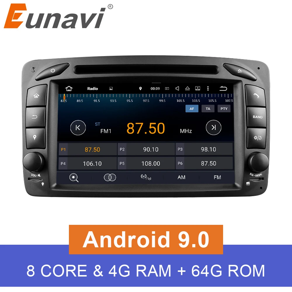 Автомагнитола Eunavi 7 дюймов 2 Din 4 ГБ 64 Android 9 0 DVD GPS радио для Benz C Class W203 W209 G W463 A W168 Vito