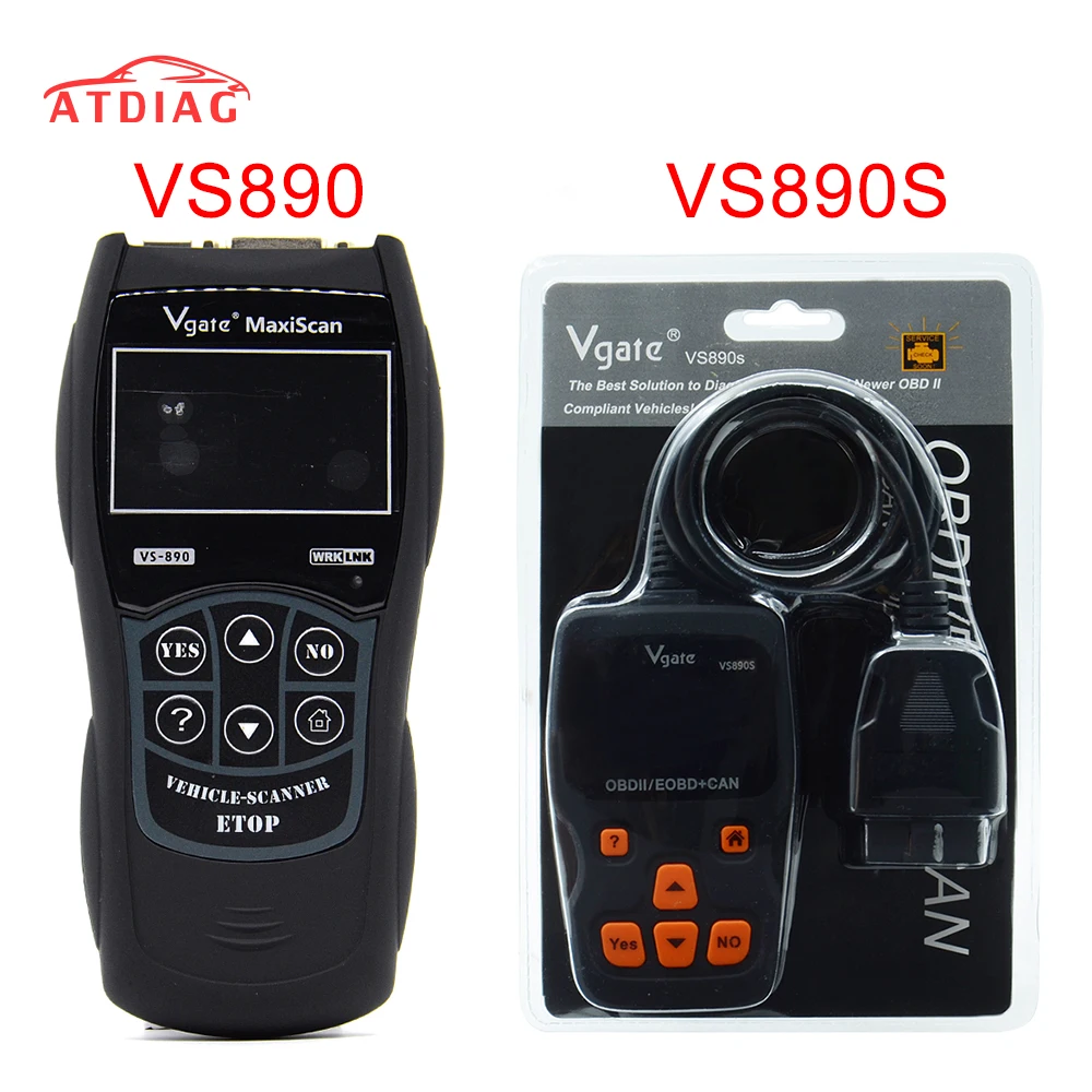 Новый Vgate VS890 OBD2 сканер VS 890 OBDII считыватель кодов Поддержка OBD CAN протоколы 13 языков