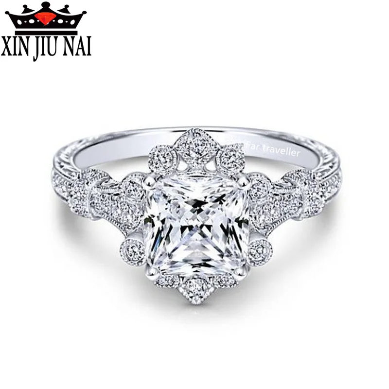 

Fashion Women GIft Rhod Color Square Shape Crystal Ring For Women Ring Elegant retro engagement Party collocation women's ring