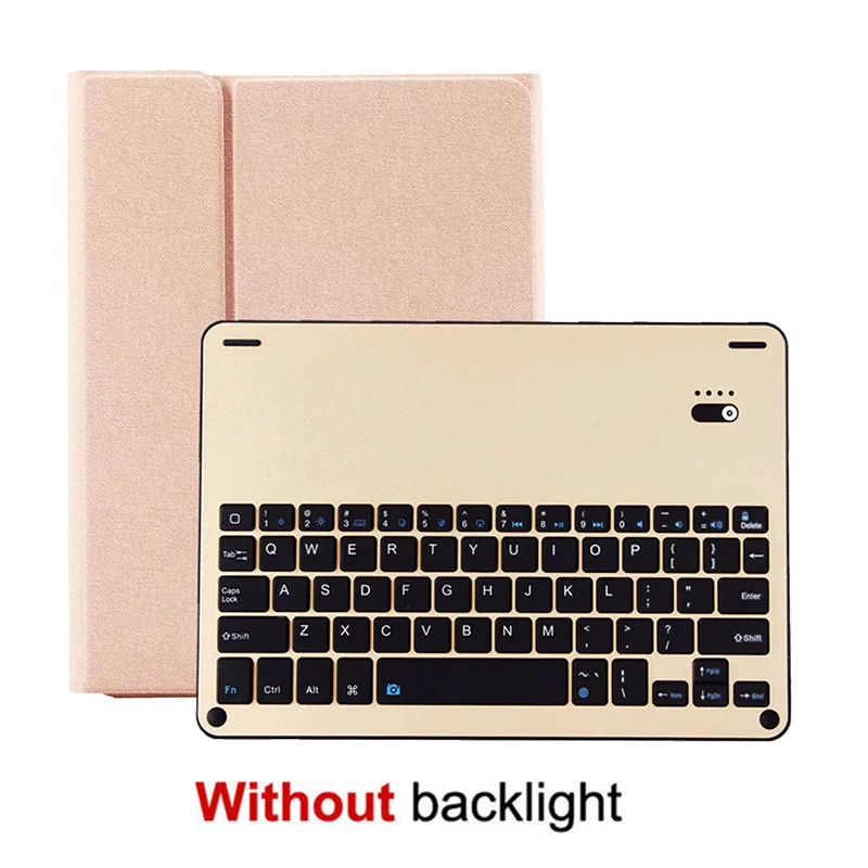 Съемный чехол-клавиатура с подсветкой для iPad 10,2 дюймов 7-го поколения, чехол из искусственной кожи, откидной Чехол-подставка для iPad 7th A2197 A2200 - Цвет: Without  Backlight