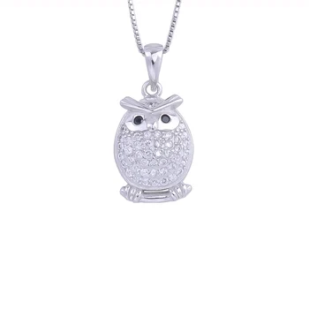 

Zircon Night Owl Necklace For Women 925 Sterling Silver Cute Fly Bird Animal Pendants Collar Girl Fashion Jewelry Gift