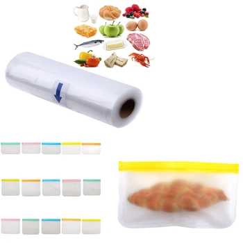 

Vacuum Food Storage Bags Plastic Sealer Sheet Roll Saver Bag Food Fresh Keeping Packing Bags For Kitchen пакеты для заморозки