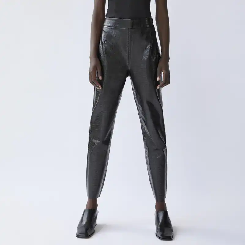 black high waisted pu trousers