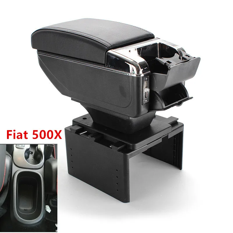 Для Fiat 500X подлокотник коробка зарядка через usb повысить двойной слой центральный содержание держатель пепельница аксессуары