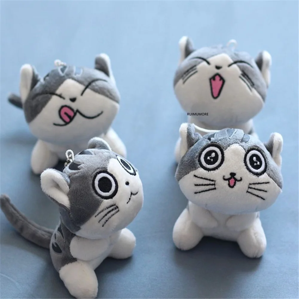 Muñeco de peluche de gato, llavero Cadena, juguete de regalo, 4 diseños, 9CM