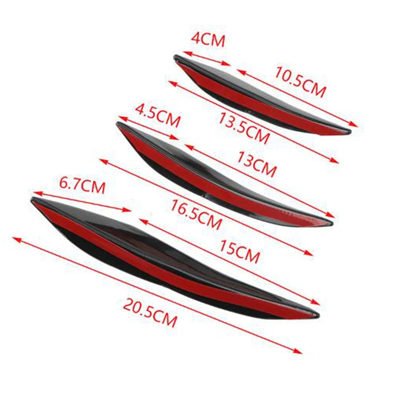 Front Bumper Lip Diffuser Splitter Fins Body Spoiler Canards Valence Chin 6pcs/set Car Tuning