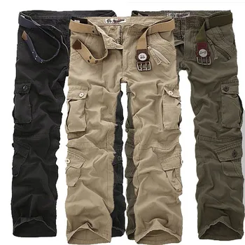 

Men Fashion Military Long Cargo Overall Pants Casual Loose Pockets Work Trousers Plus Size Linen Sweatpants Plus Size Bottoms 7
