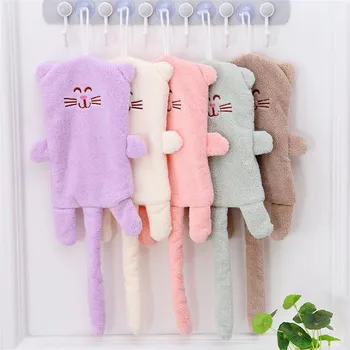 

2019 New 1PC Sweet Cat Hand Towel For Kids Chidren Microfiber Absorbent Hand Dry Towel Kitchen Bathroom Soft Plush Dishcloths