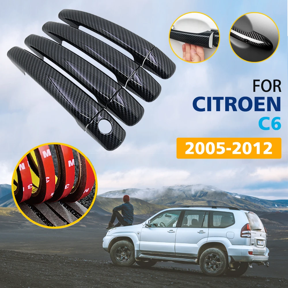 

Black Colour Carbon Fiber Door Handle Cover Trim for Citroen C6 4door 2005~2012 Car Accessories Stickers Styling 2006 2007 2008