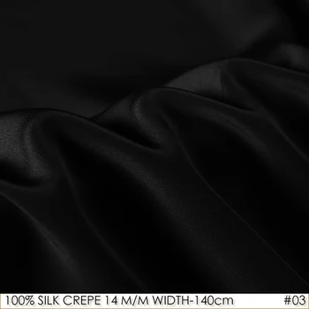 

SILK CREPE DE CHINE 140cm width 14momme 100% Silk Fabric China Silk Manufacturer Wholesale Black NO 03