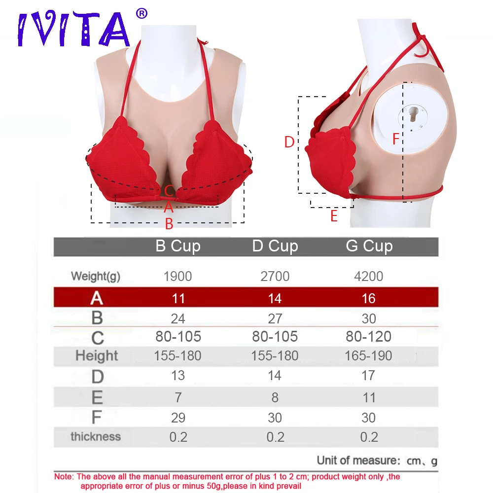 US $294.00 IVITA Artificial Silicone Breast Form Huge Fake Boobs G Cup Crossdressing for Crossdresser Transgender DragQueen Shemale