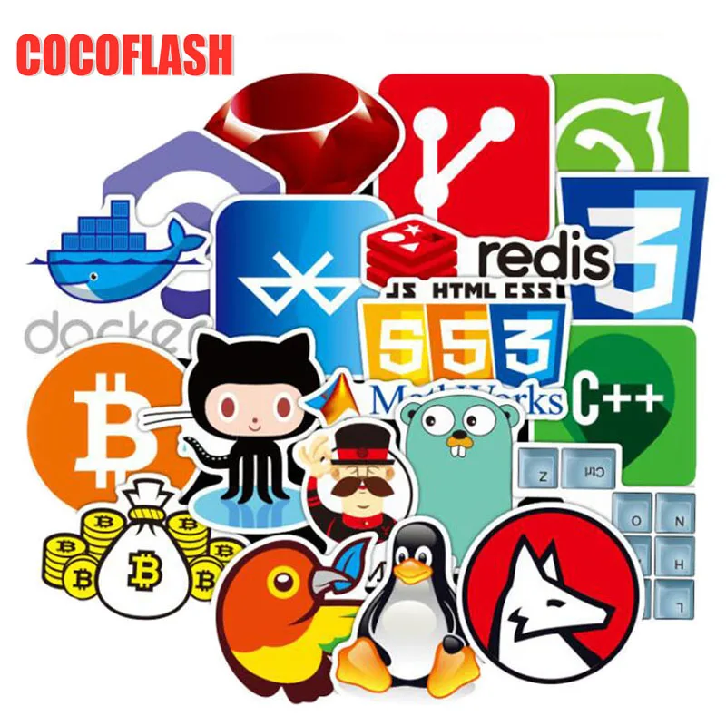 50 шт./лот интернет Java наклейка гик программист php-docker Html Биткоин облако C +