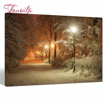 

5D Diamond Painting Warm Winter Park Alley in Park and Shining Lanterns cross stitch kits diy diamond embroidery mosaic scenery