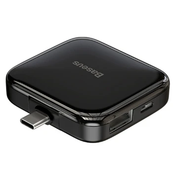 

HOT-Baseus Type-C HUB 2.0 4-In-1 USB Port Hab Expander Splitter with Power Adapter Computer Accessories Hub