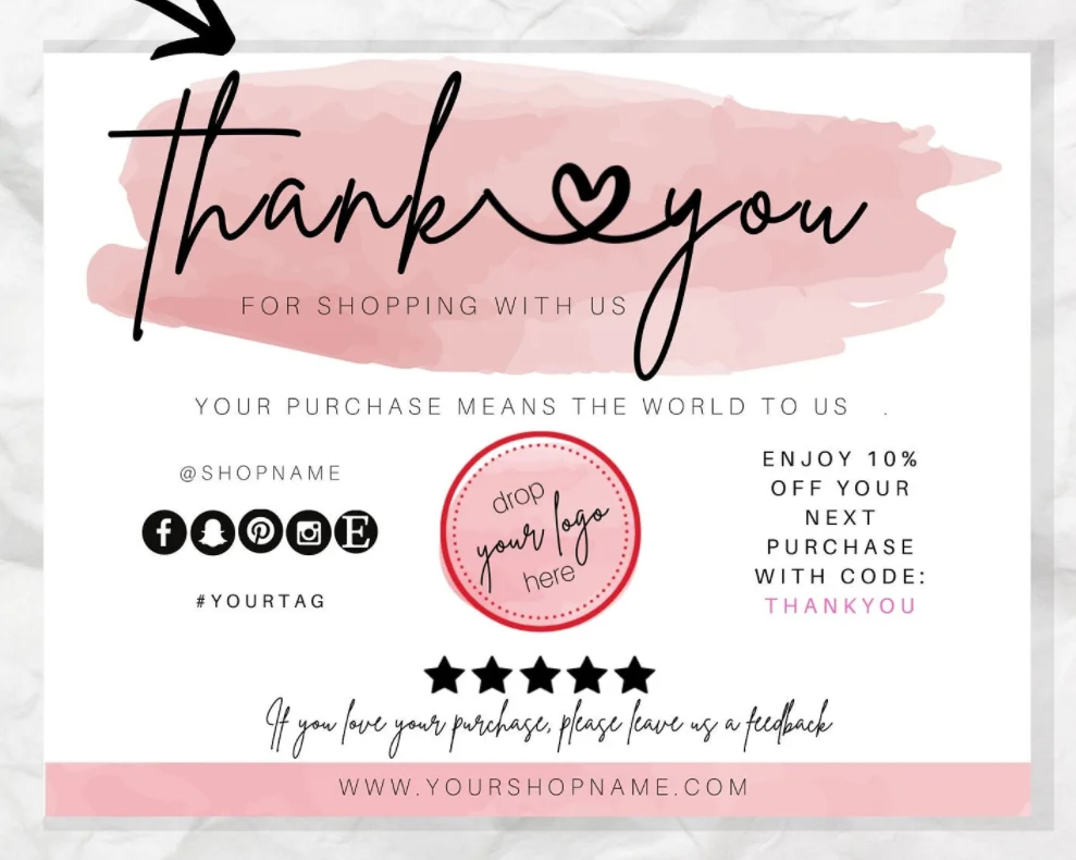 small business thank you card download, pink business card, packaging inserts, poshmark thank you card,digital thank you notes,r business cards aliexpress small business thank you