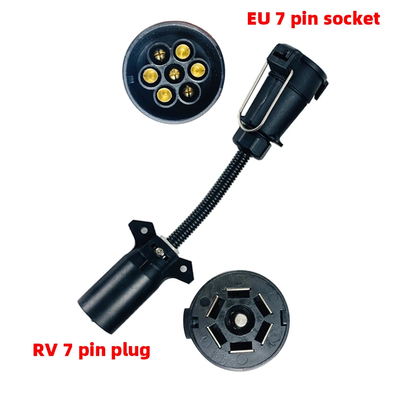 EgoTrailer 7 Pin Trailer Round Socket Female Plug to 7 RV Blade Trailer Adapter Connector Adaptor RV Parts Camper Caravan Access
