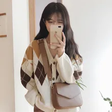 2 цвета, осень, корейский стиль, цветной пэчворк, v-образный вырез, вязаные кардиганы, свитера, женские sueter mujer(N0039