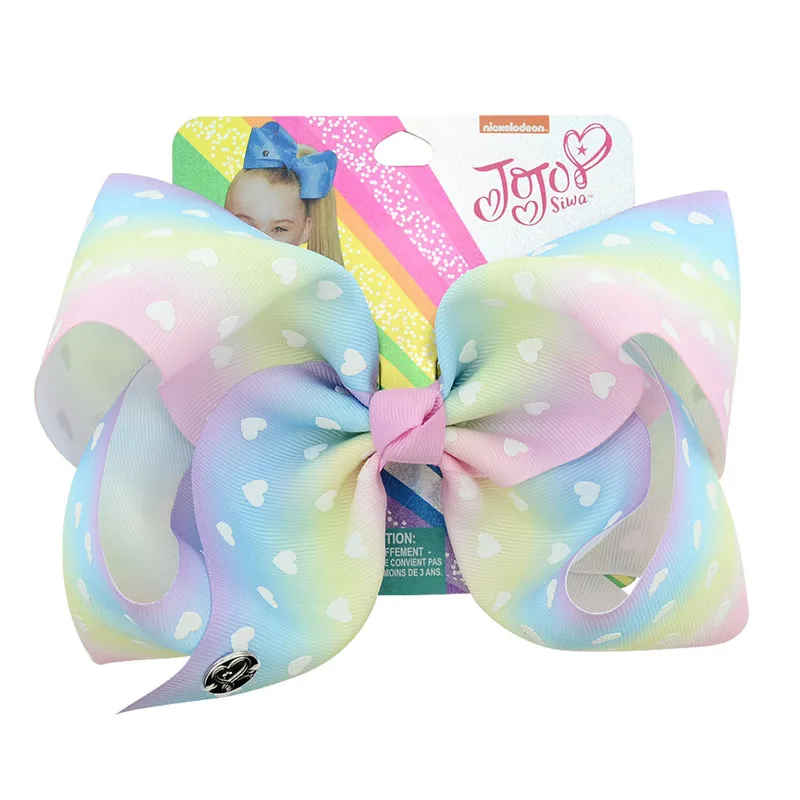 8 дюймов Jojo Siwa банты с зажимом для волос для девочек заколки для волос единорог мультфильм ручной работы шпилька звезда заколки Милые Пончики аксессуары для волос - Цвет: 6