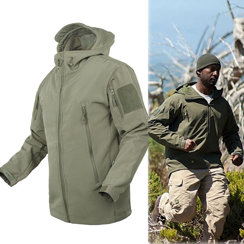 

Men Autumn Winter Tactical Jacket Men Cotton Casual Jacket Men Camouflage Military Jacket Softshell Windbreaker Hooded Hunt Coat