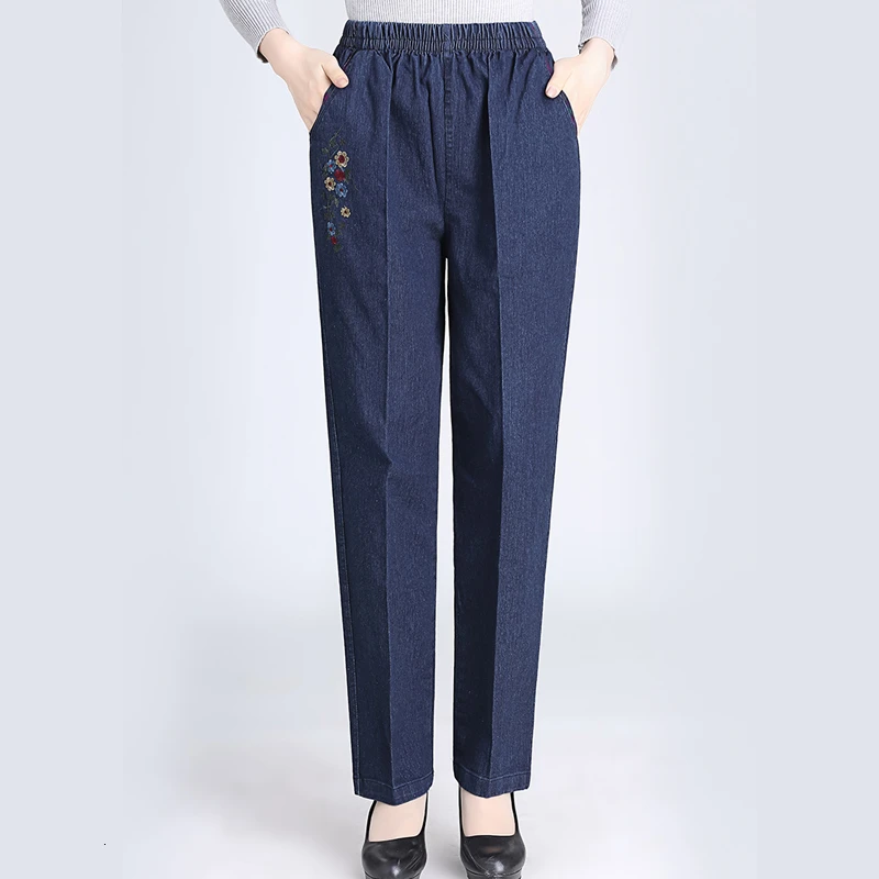 

Spring Autumn Jeans Femme Slim Straight High Waist Plus Size Mon Jeans Casual Embroidery Denim Pants For Women Jeans Trousers