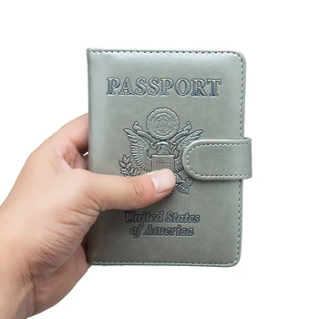 

Fashion America Passport Cover Holder Snap Business Organizer Storage Card Men Case PU Women Credit Wallet Travel Accessories