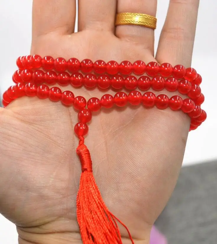 Jewelry Pearl Necklace HOT 6mm Tibetan Buddhism 108 red stone Prayer Bead Mala Free Shipping | Украшения и аксессуары