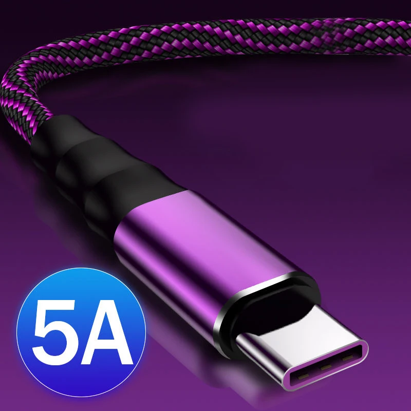 Микро USB кабель 5А нейлон Быстрая зарядка тип-c USB кабель для передачи данных для samsung HUAWEI LG планшет Android мобильный телефон зарядный шнур