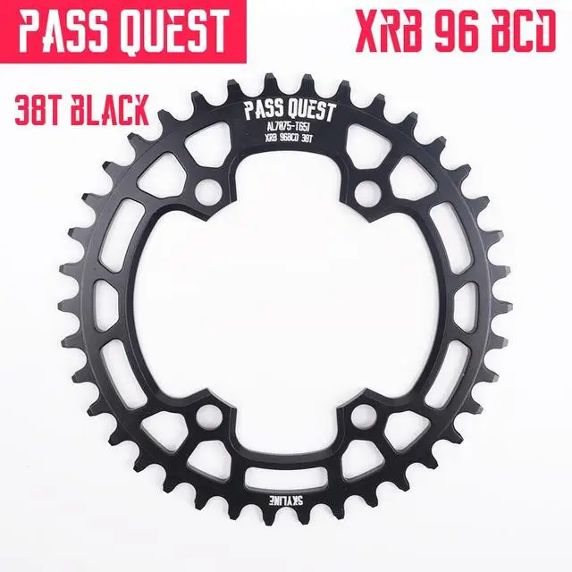 Пасс QUEST 96BCD MTB узкая широкая цепь/цепь кольцо 34 T/36 T/38 T/40 T/42 T/44 T/46 T/48 T велосипед deore xt передняя Звездочка шатун - Цвет: 38T BLACK