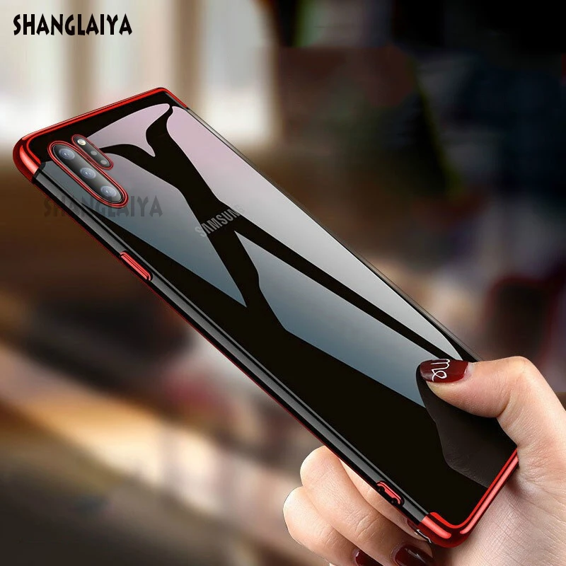 

For Samsung Galax Note 10 Plus Case Soft TPU Clear Slim Plating Cover Capa For Samsung Note 10 10Plus 8 9 Phone Fundas Coque