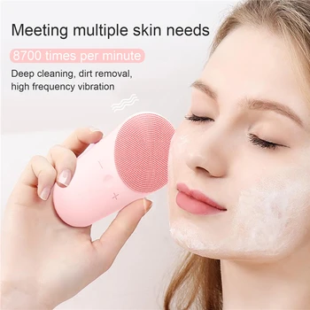 

High Quality Face Cleaning Mini Electric Facial Cleanser Silicone Massage Double Size Wash Brush Machine Waterproof Clean Tools