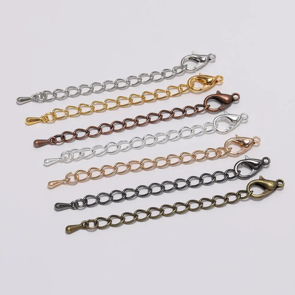 

20pcs/lot 50 70mm Tone Extended Extension Tail Chain Lobster Clasps Connector For DIY Jewelry Making Findings Bracelet Necklace