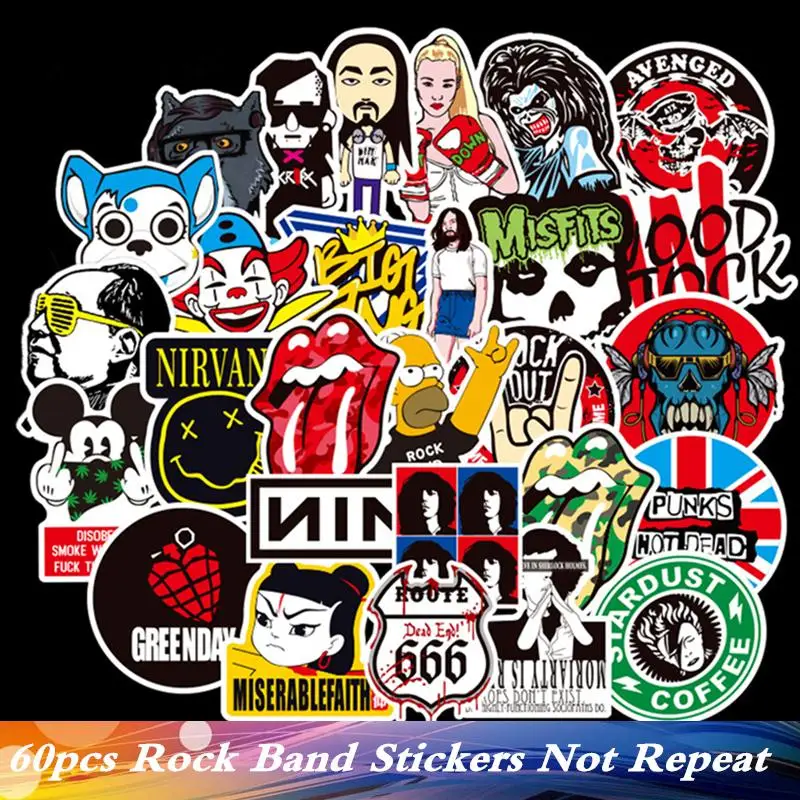 60 шт. наклейка в стиле рок музыка Ретро группа граффити наклейки JDM для DIY гитара
