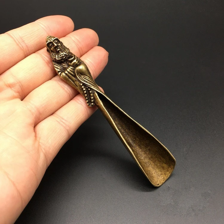 

Collection Chinese Brass Carved Damo Teaspoon Shovel Coffee Spoon Exquisite Small Statues