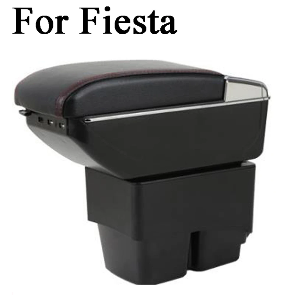 Подлокотник Подлокотник для Ford Fiesta Focus из искусственной кожи для хранения 7 USB разъем с панелью лампы