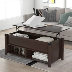 Mesa de centro multiusos con cajones, estante abierto y almacenamiento, mesa elevadora superior para sala de estar