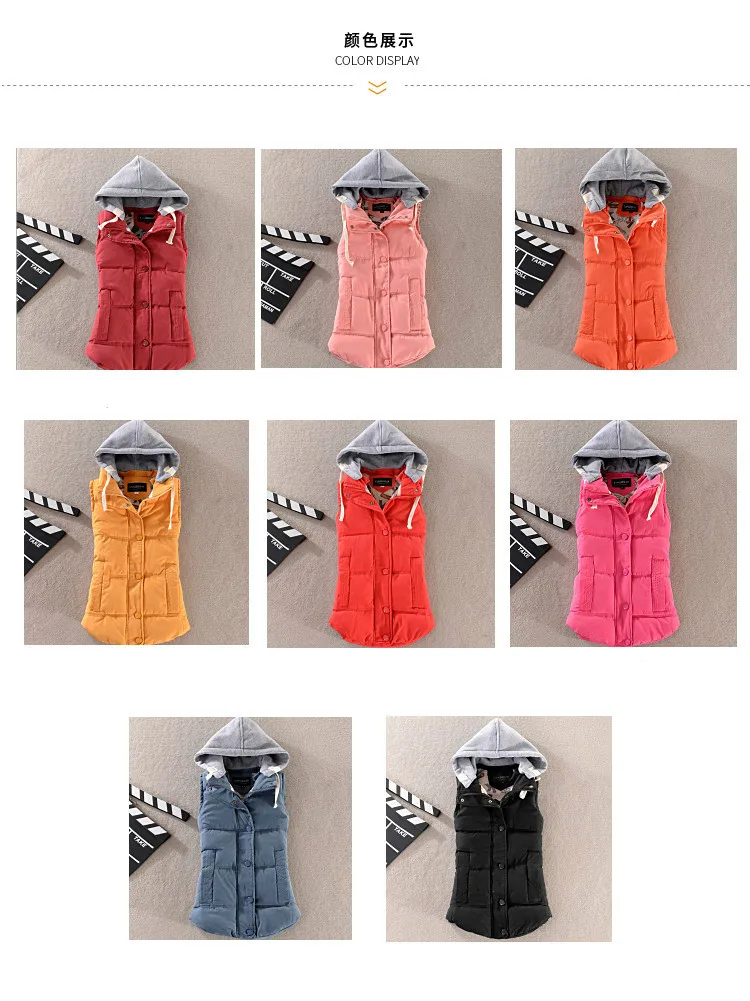 2019 осень зима плюс размер женский жилет Корейская версия без рукавов однотонная куртка-жилет с капюшоном Chaquetas Mujeres Мода