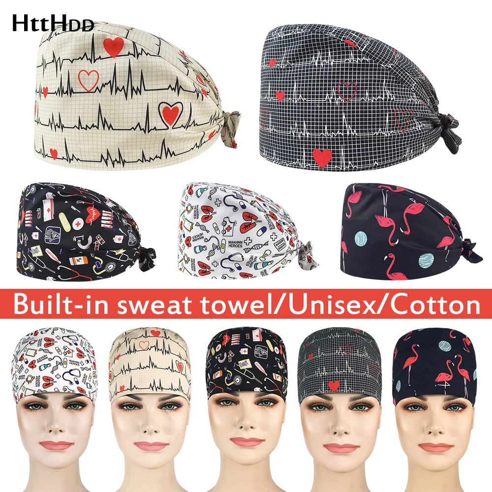 

Nutritionist Scrub accessories Work Cap Cotton lab work Frosted cap Beauty Salon Cute Print Work Scrubs Hats Pet scrubs caps