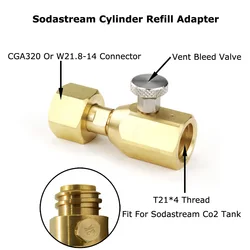 NEW SodaStream CO2 Cylinder Tank Refill Adaptor with Bleed Valve Fit W21.8-14(DIN 477) Or CGA320 Connector