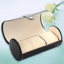 Роскошный дисплей часов Подарочная коробка рулон 3 слота наручные часы ожерелье браслет Ювелирная коробка из искусственной кожи чехол для хранения кольца Органайзер