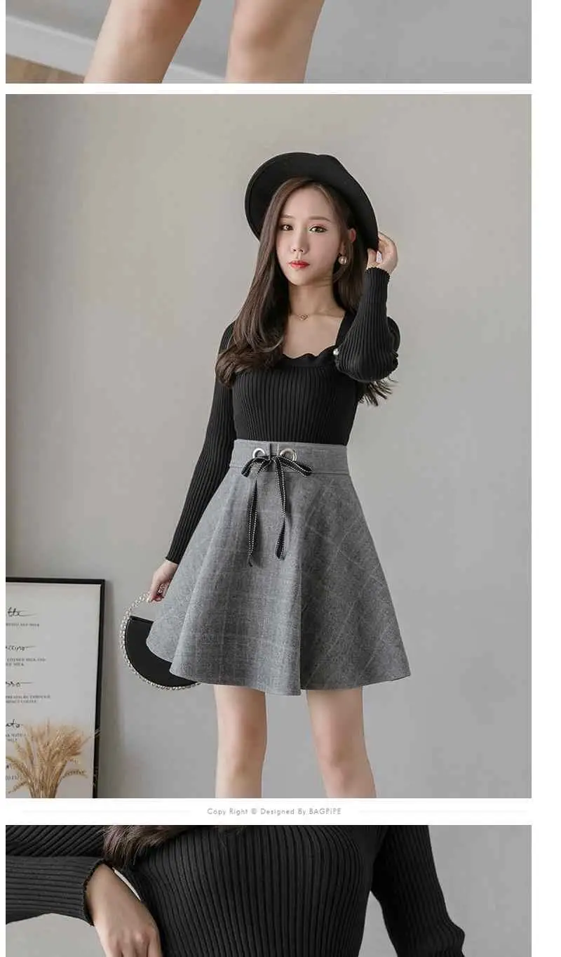 sequin skirt High Quality New Autumn Pocket Woolen Blend Winter Shorts Women Fashion Button Plaid Office Work Skirt Retro Women Mini Skirts denim skirts for women